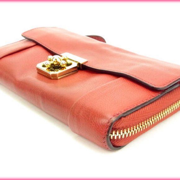 Chloe Wallet Purse Long Wallet Red Gold Woman Authentic Used - Picture 3 of 5